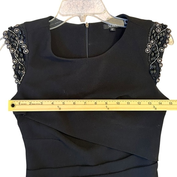 XOXO Semi Formal Black Cocktail Dress with Embellished Sleeves Vintage Y2K - Picture 8 of 9
